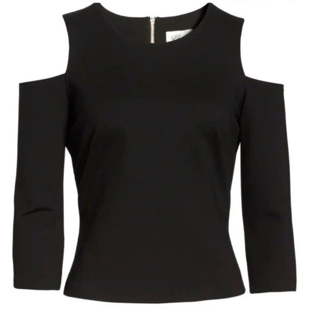 Eliza J Cold Shoulder Black Fitted Shirt Sz 16‎